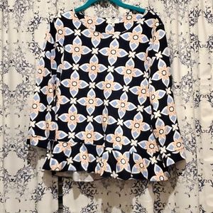 blue pink and white top